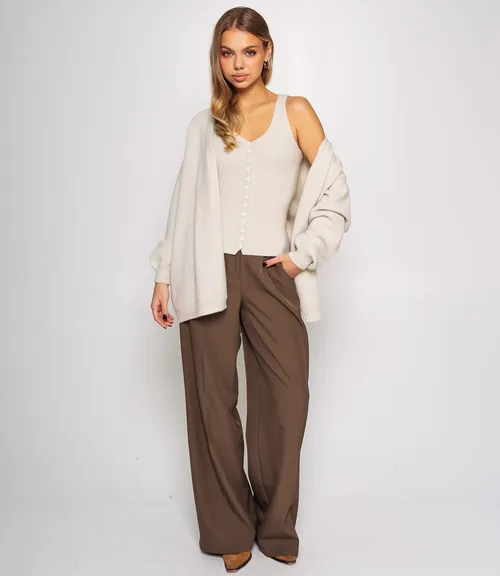 Кардиган+топ #КТ0725, бежево-серый