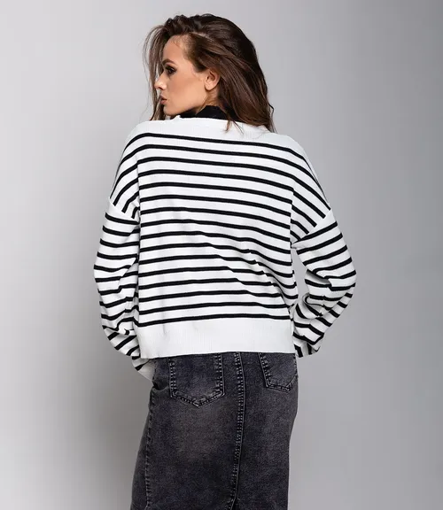 Кардиган #КТ8390, белый,чёрный