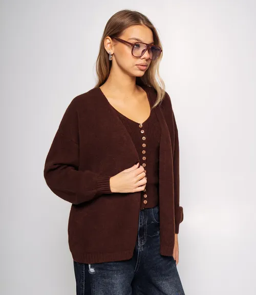 Кардиган+топ #КТ0725, шоколадный