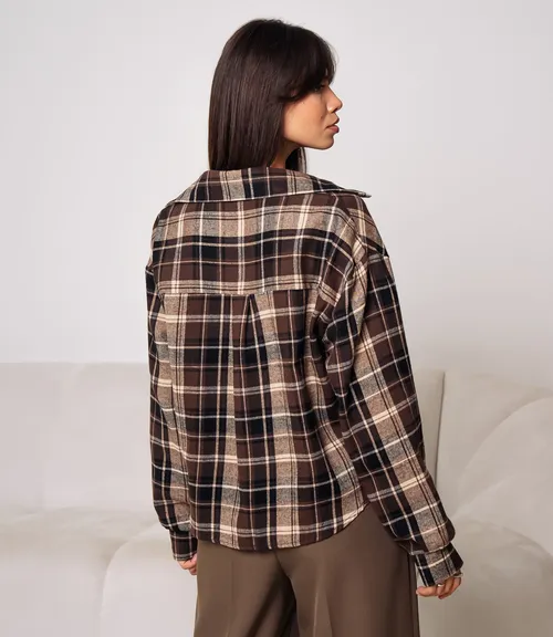 Комплект рубашка+топ #КТ2541, коричневый,бежевый