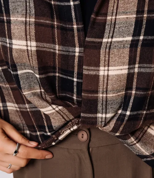 Комплект рубашка+топ #КТ2541, коричневый,бежевый