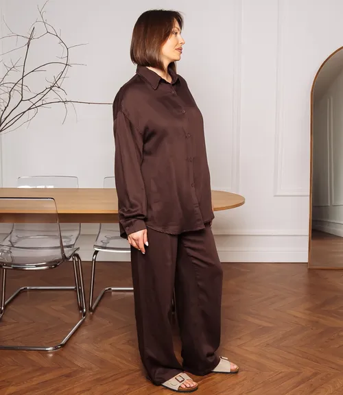 Джинсовый костюм #КТ8061 (2), шоколадный