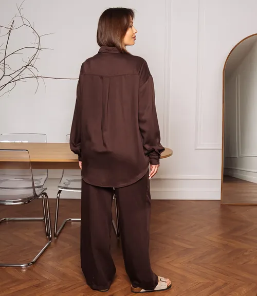 Джинсовый костюм #КТ8061 (2), шоколадный