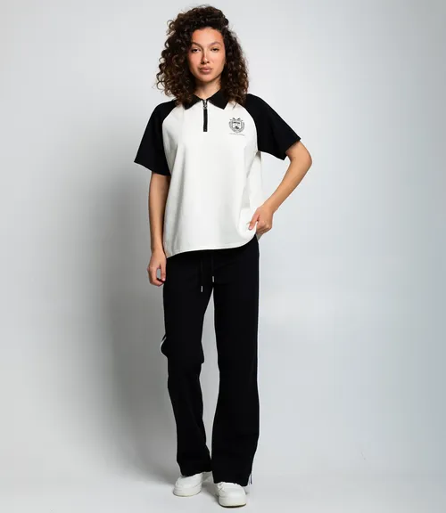 Спортивный костюм #КТ6605 (3), чёрный, кремовый