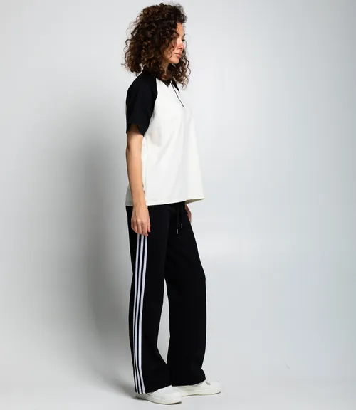 Спортивный костюм #КТ6605 (3), чёрный, кремовый