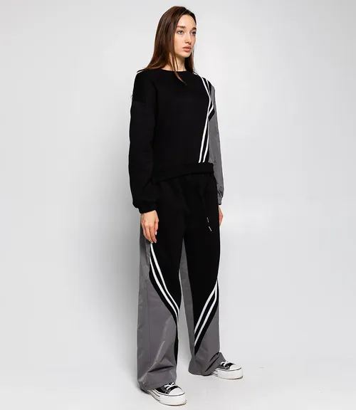 Спортивный костюм #КТ8802 (5), чёрный,серый