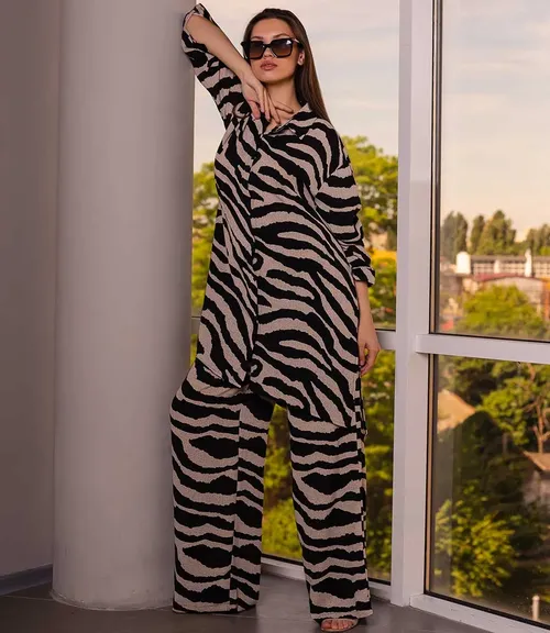 Костюм #КТ99157-1, бежевый,чёрный - фото 1