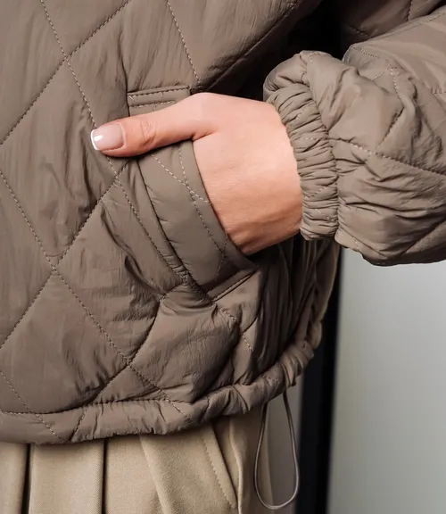 Куртка #КТ730, бежево-серый