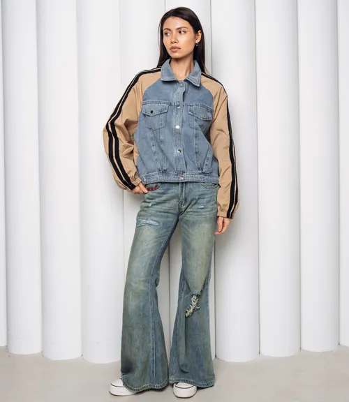 Куртка #КТ612 (5), бежевый голубой