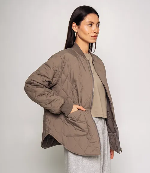 Куртка #КТ733, бежево-серый