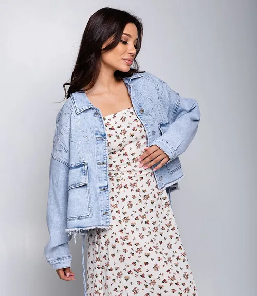 Джинсовая куртка #МСК2110 (1), голубой