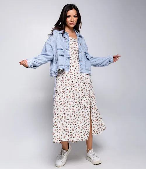 Джинсовая куртка #МСК2110 (1), голубой