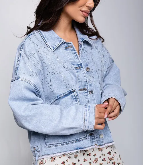 Джинсовая куртка #МСК2110 (1), голубой