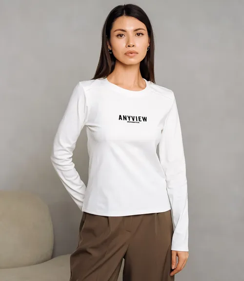 Лонгслив #КТ9072, молочный