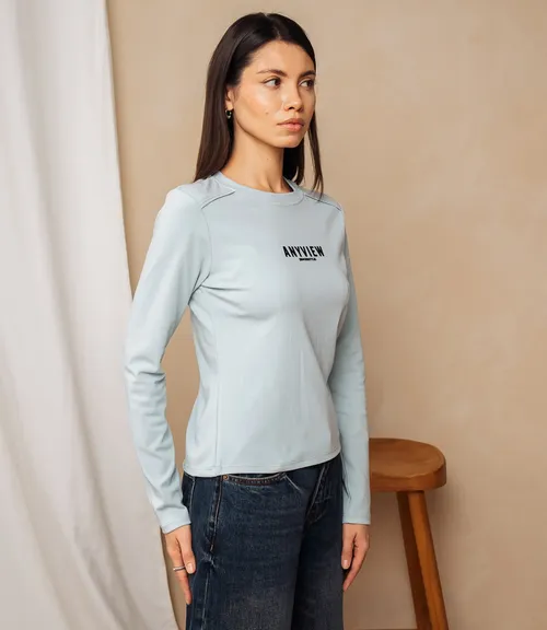 Лонгслив #КТ9072, голубой