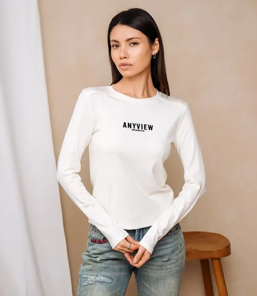 Лонгслив #КТ9072, кремовый