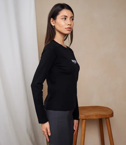 Лонгслив #КТ9072, чёрный