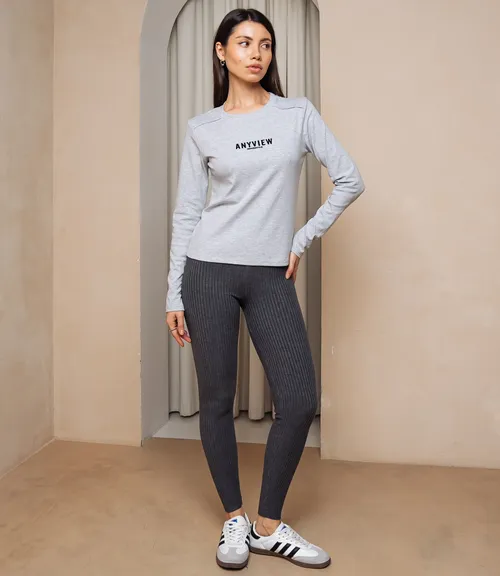 Лонгслив #КТ9072, серый меланж