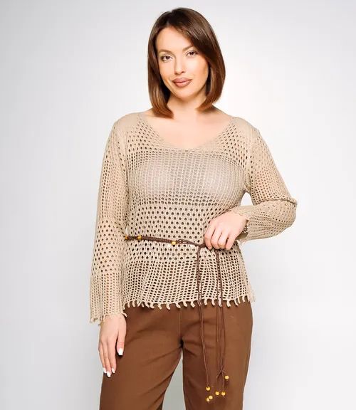 Лонгслив+топ #КТ2987, бежевый