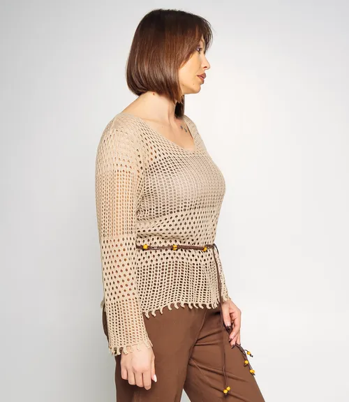 Лонгслив+топ #КТ2987, бежевый