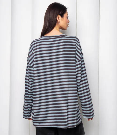 Лонгслив #КТ3045, коричневый, ментоловый