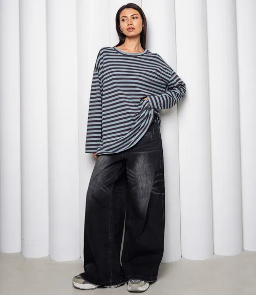 Лонгслив #КТ3045, коричневый, ментоловый