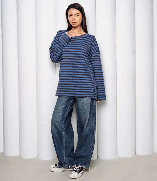 Лонгслив #КТ3045, синий, коричневый