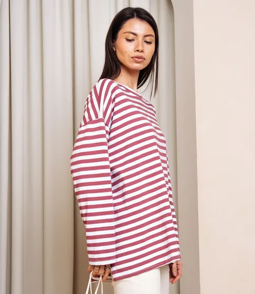 Лонгслив #КТ3045, лиловый, белый