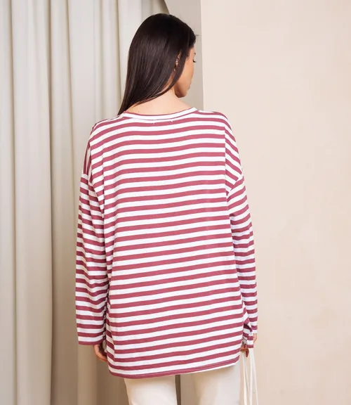 Лонгслив #КТ3045, лиловый, белый