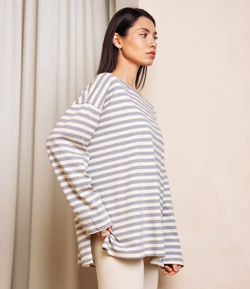 Лонгслив #КТ3045, серый, кремовый