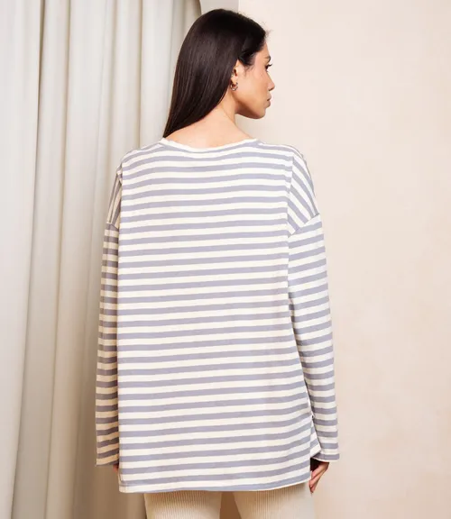 Лонгслив #КТ3045, серый, кремовый