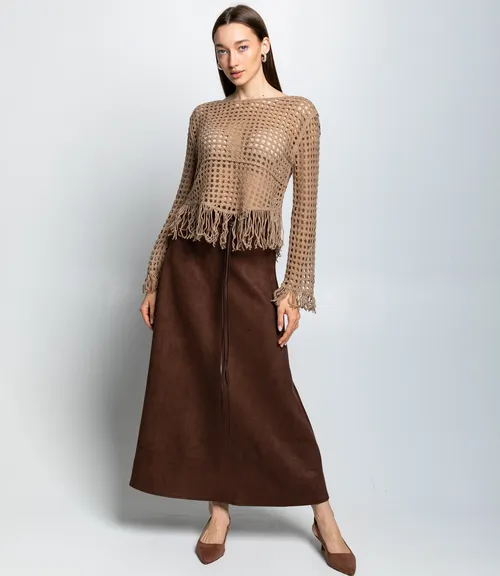 Лонгслив #КТ956 (3), тёмно-бежевый