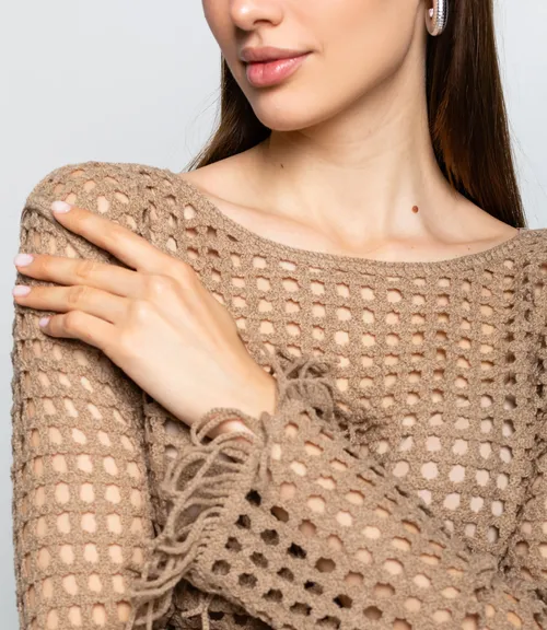 Лонгслив #КТ956 (3), тёмно-бежевый