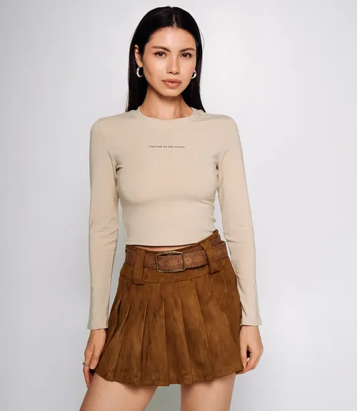 Лонгслив #КТ976, светло-бежевый