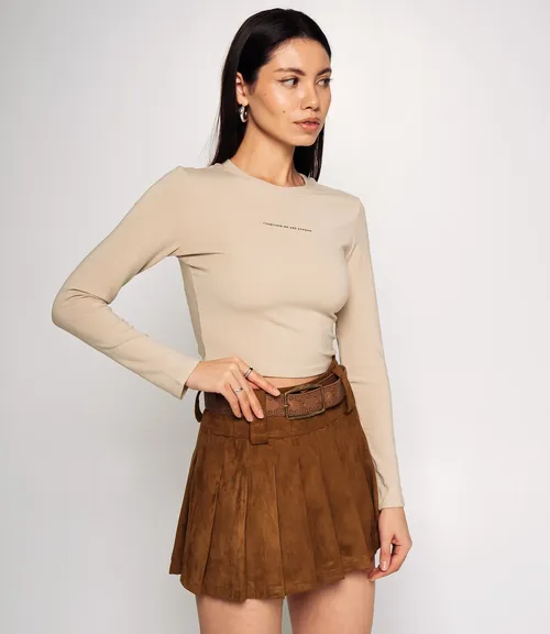 Лонгслив #КТ976, светло-бежевый