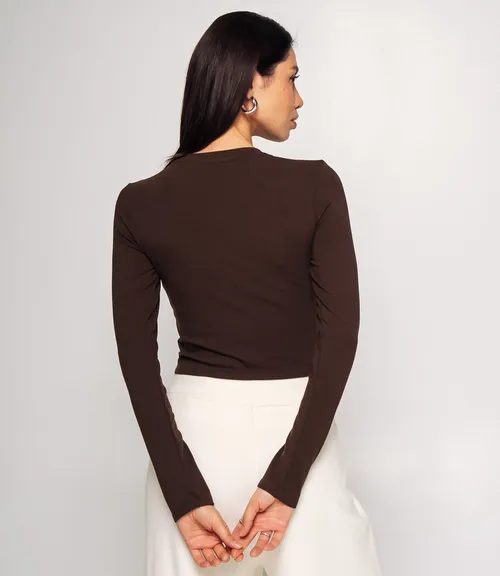Лонгслив #КТ976, шоколадный