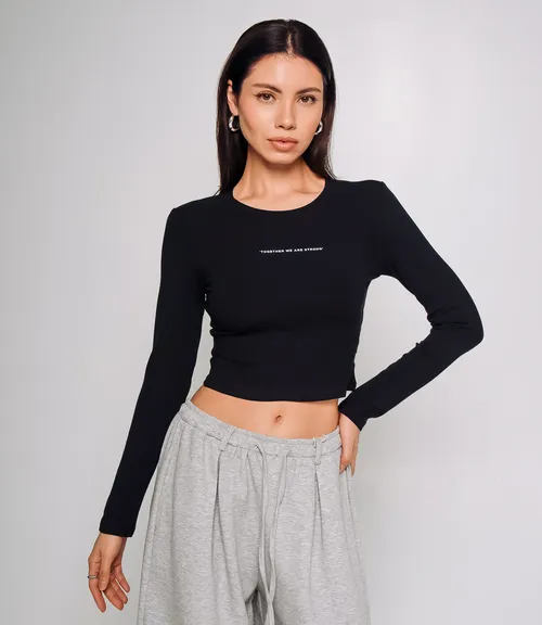 Лонгслив #КТ976, чёрный