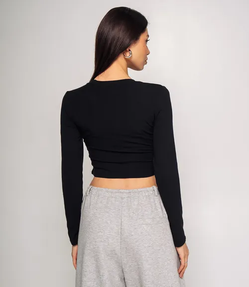 Лонгслив #КТ976, чёрный