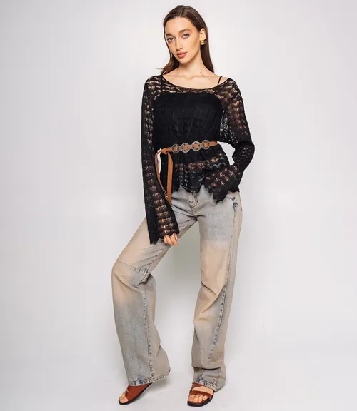 Лонгслив+топ #КТ2979, чёрный