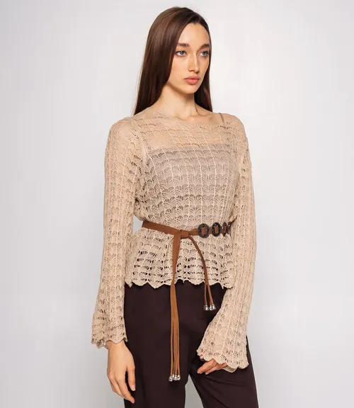 Лонгслив+топ #КТ2979, бежевый