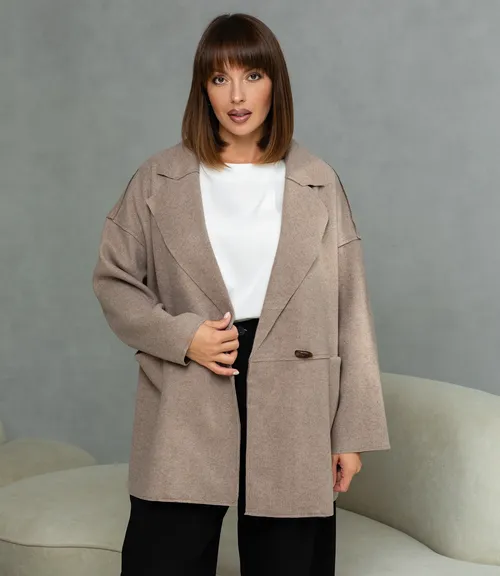 Полупальто #КТ2391 (1), бежево-серый