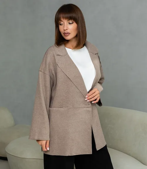 Полупальто #КТ2391 (1), бежево-серый