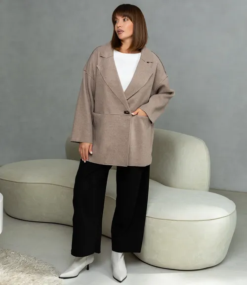 Полупальто #КТ2391 (1), бежево-серый