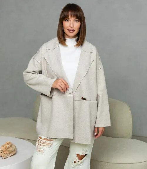 Полупальто #КТ2391 (1), светло-бежевый