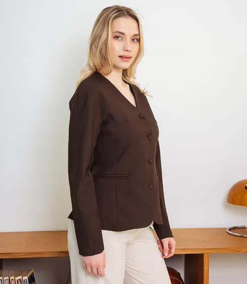 Жакет #КТ2905 (1), тёмно-коричневый