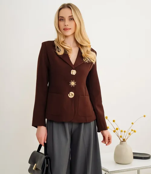 Жакет #КТ8067, шоколадный