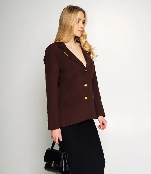 Жакет #КТ758, шоколадный