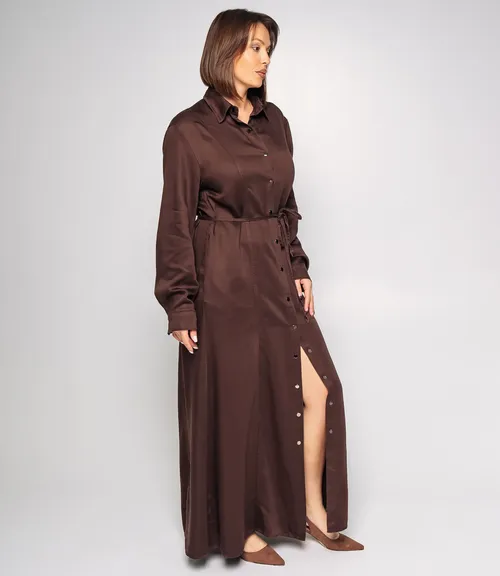 Джинсовое платье #КТ8070, шоколадный