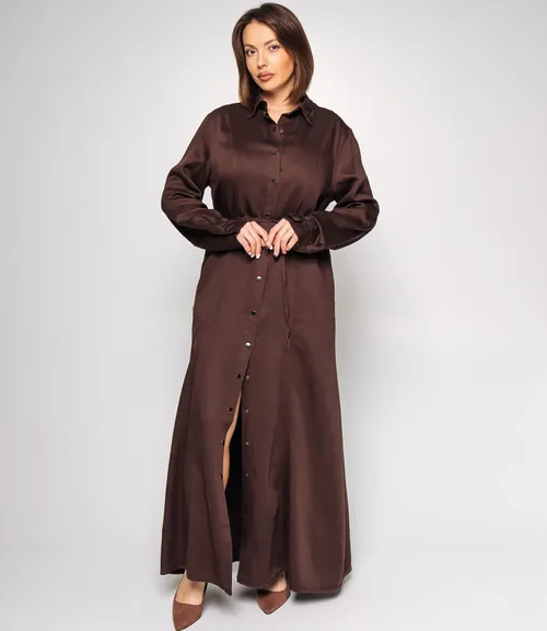 Джинсовое платье #КТ8070, шоколадный