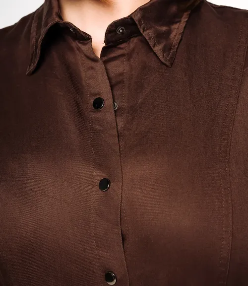 Джинсовое платье #КТ8070, шоколадный